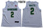 Youth Mark Watts Michigan State Spartans #2 Nike NCAA 2019-20 White Authentic College Stitched Basketball Jersey HL50Z62LW